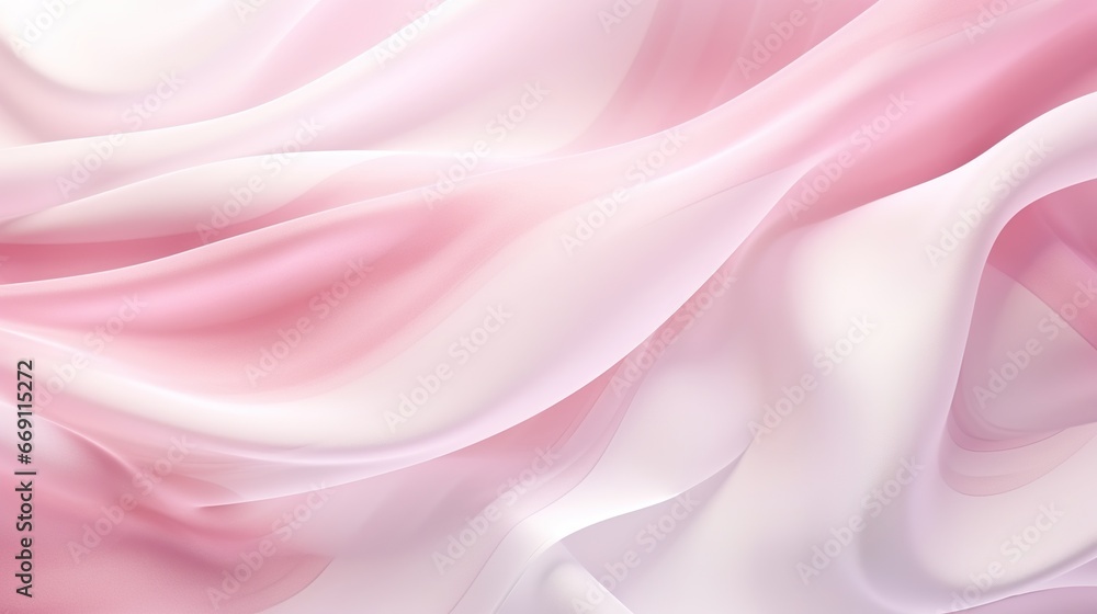 Obraz premium Abstract White and Pink Textile Transparent Fabric, soft Light Background for Beauty Products 