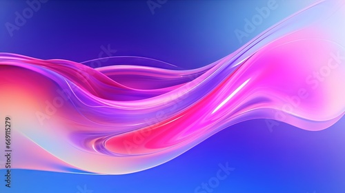 Abstract fluid 3d render holographic iridescent neon curved wave in motion background. Gradient design element for banners, backgrounds, wallpapers and covers