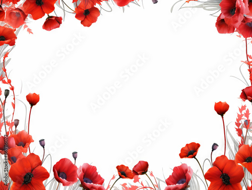 Remembrance Day graphics with red poppies and copy space