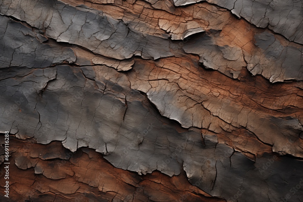 Bark peels in layers, revealing a rugged, weathered surface. Bark peels in layers, revealing a rugged, weathered surface.