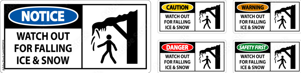 Caution Sign Watch Out For Falling Ice And Snow