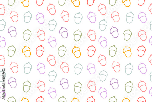 Seamless pattern witn acorn on white isolated background