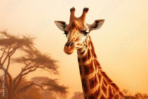 giraffe at sunset © Kien