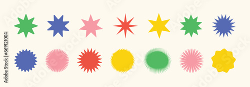 "Dynamic Star Burst Sticker Vector Set: Retro Style Price Tag Explosions"