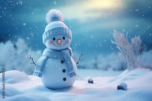 snowman background and copy space, generative ai