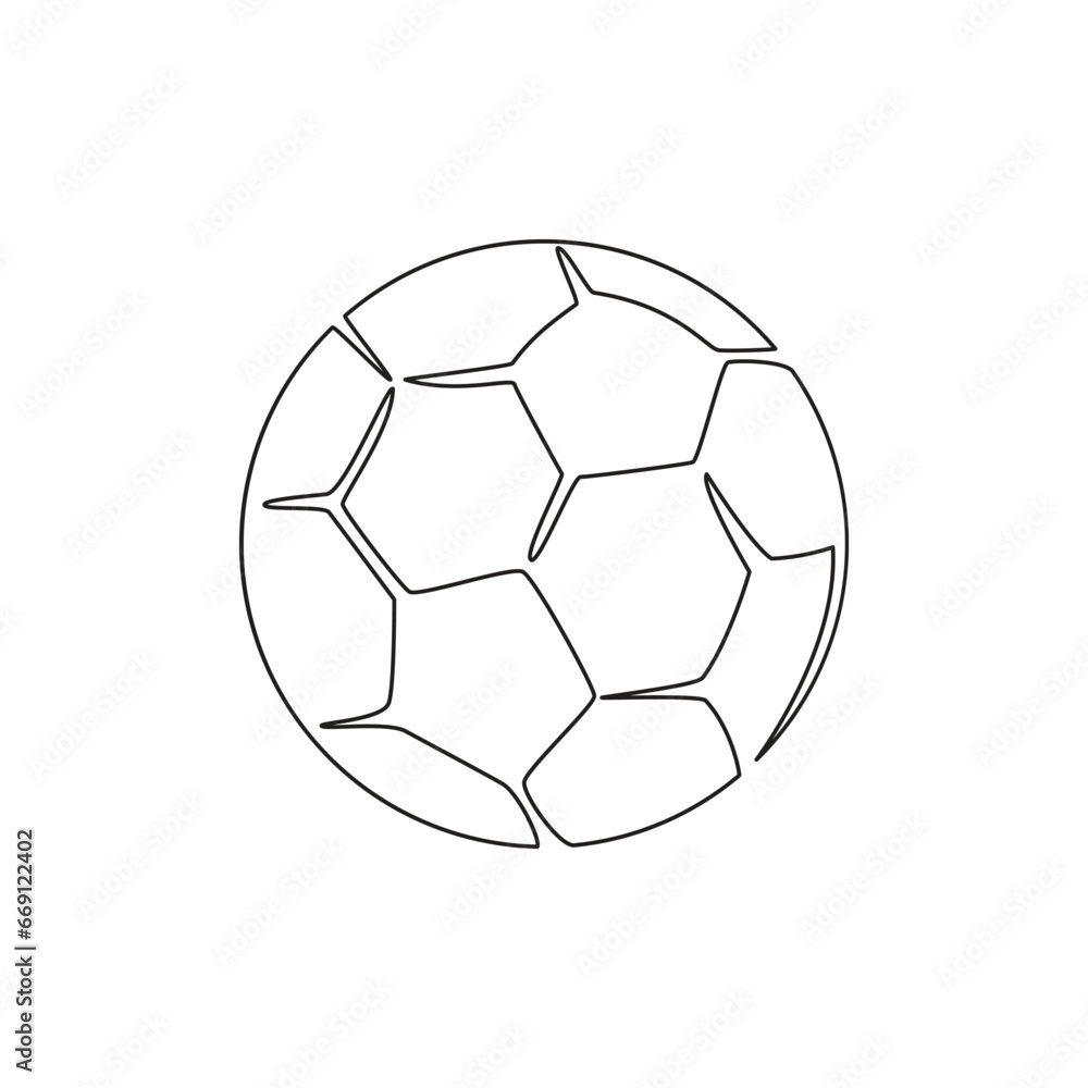 Obraz premium Soccer ball one line. Vector drawing