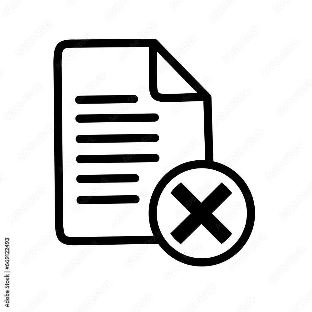 rejected document icon on white background rejected document icon on white background