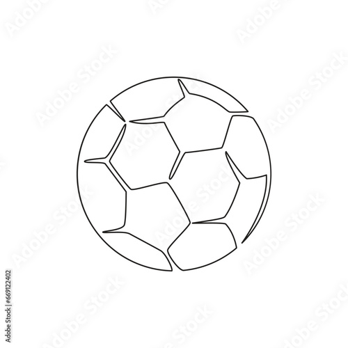 Fototapeta Naklejka Na Ścianę i Meble -  Soccer ball one line. Vector drawing