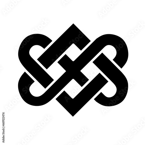 vector endless knot hearts on white background.vector woven hearts