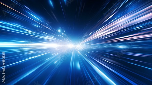 illuminating particle speed line abstract background, hyper detail design wallpaper, blue color banner. generative AI