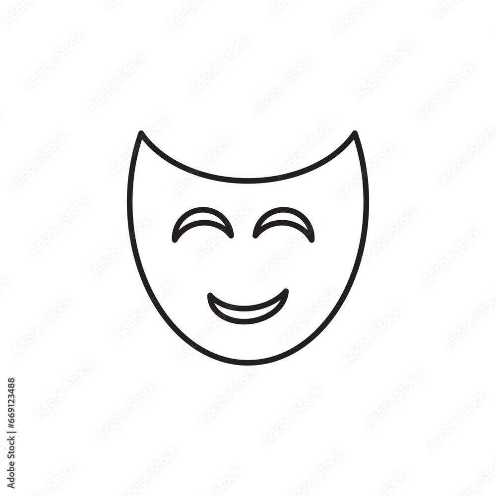 Theater mask icon. Vector flat liner illustration on white background..eps