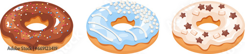 Vector delicious donuts with various topping