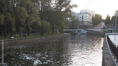 The Svisloch River in Minsk near Central Children's Park on an autumn day