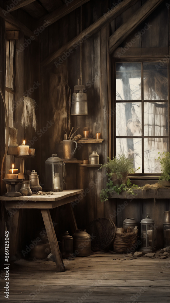 old rural house in the forrest. AI generated old rural house in the forrest. AI generated