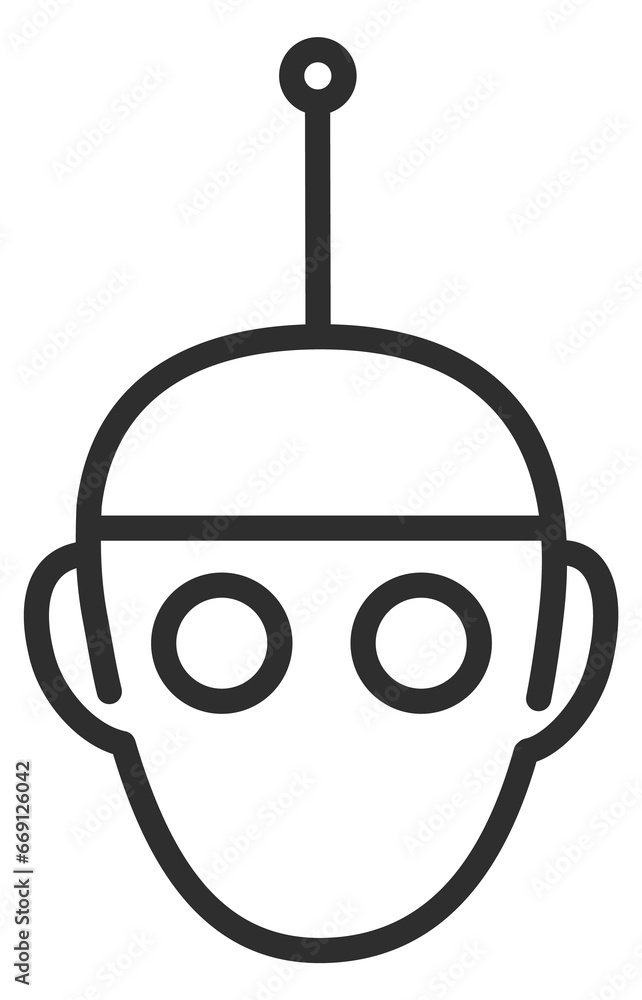 Cyborg head line icon. Robot face symbol