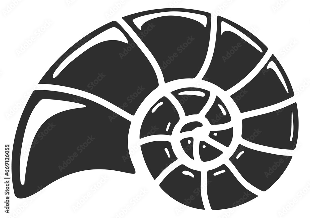 Nautilus black icon. Seashell symbol. Marine animal Nautilus black icon. Seashell symbol. Marine animal