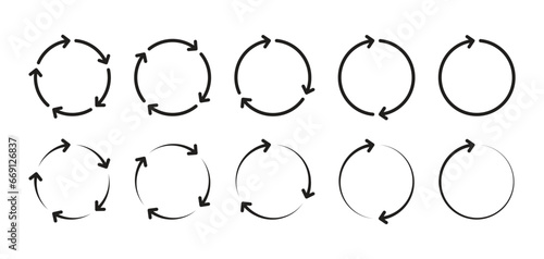 arrows rotating around circle. rotating arrow signs. ring arrow signs