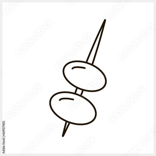 Sketch skewer olive icon isolated Food clipart Vector stock illustration EPS 10