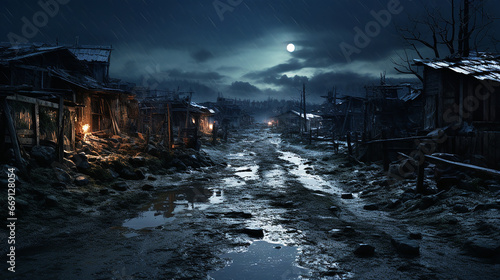 夜のスラム街の風景 © Rossi0917