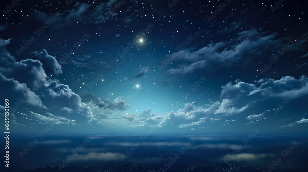 Night sky with clouds and stars as background. Night sky with clouds and stars as background.