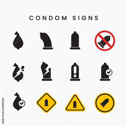 The collection of Condom symbol. Isolated Vector Illustration