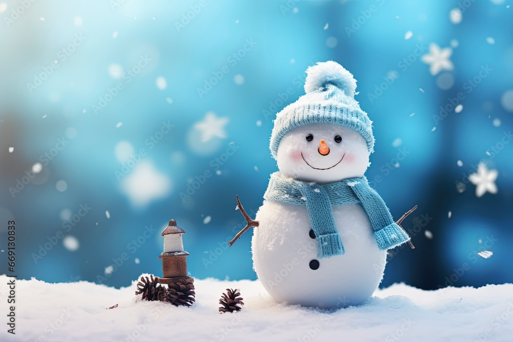 snowman background and copy space, generative ai