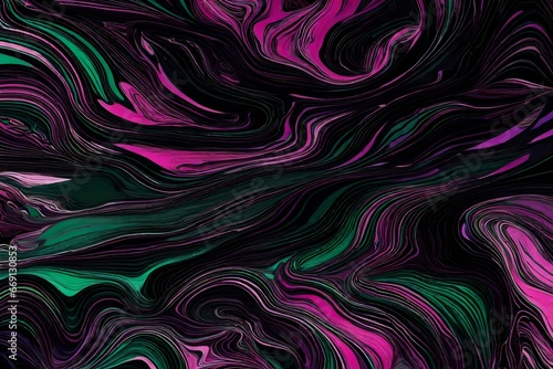 Liquid Magenta  Midnight Black  and Emerald Green Merging and Diverging in a Bewitching Display of Abstract Artistry.