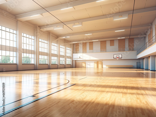 Enjoy teamwork and fitness in the modern school gym - aim for basketball success