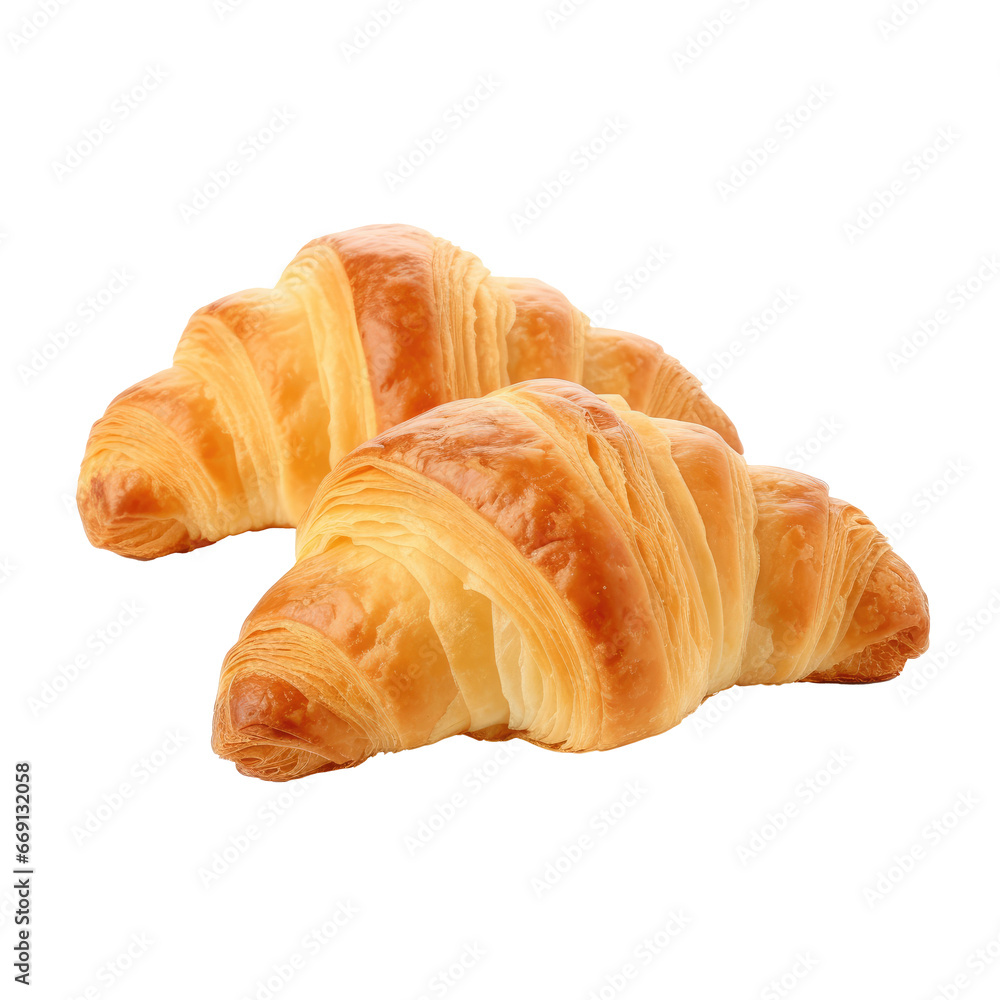 Freshly Baked French Croissants Close-up
