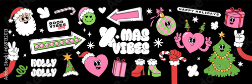Fototapeta Merry Christmas and Happy New year stickers