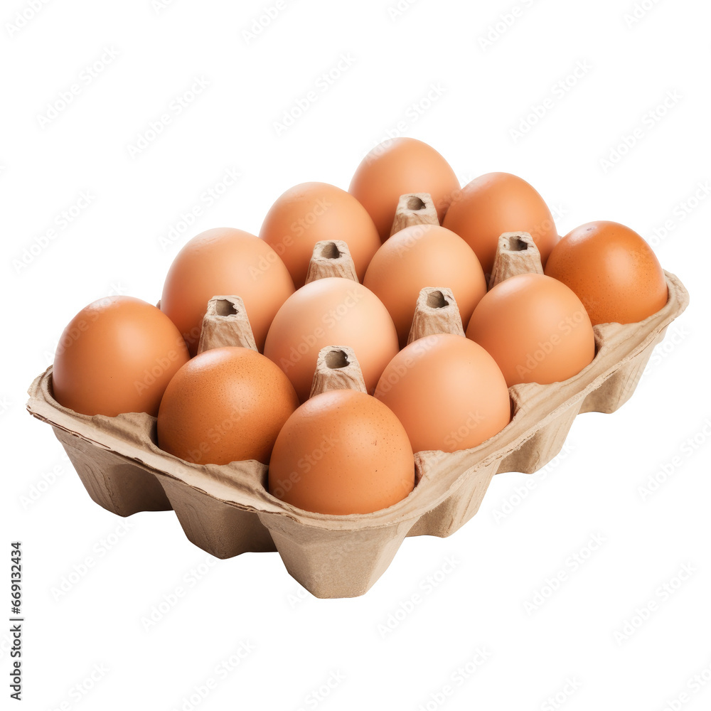 Fresh Brown Eggs in Cardboard Tray