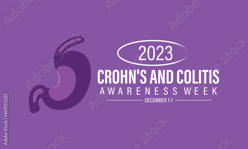 Crohn's and Colitis Awareness Week is observed every year in December 1-7 Vector illustration design. Banner, poster, card, background design.