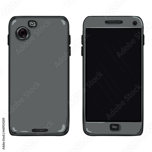 Vector Set of Cartoon Silver Smartphone.