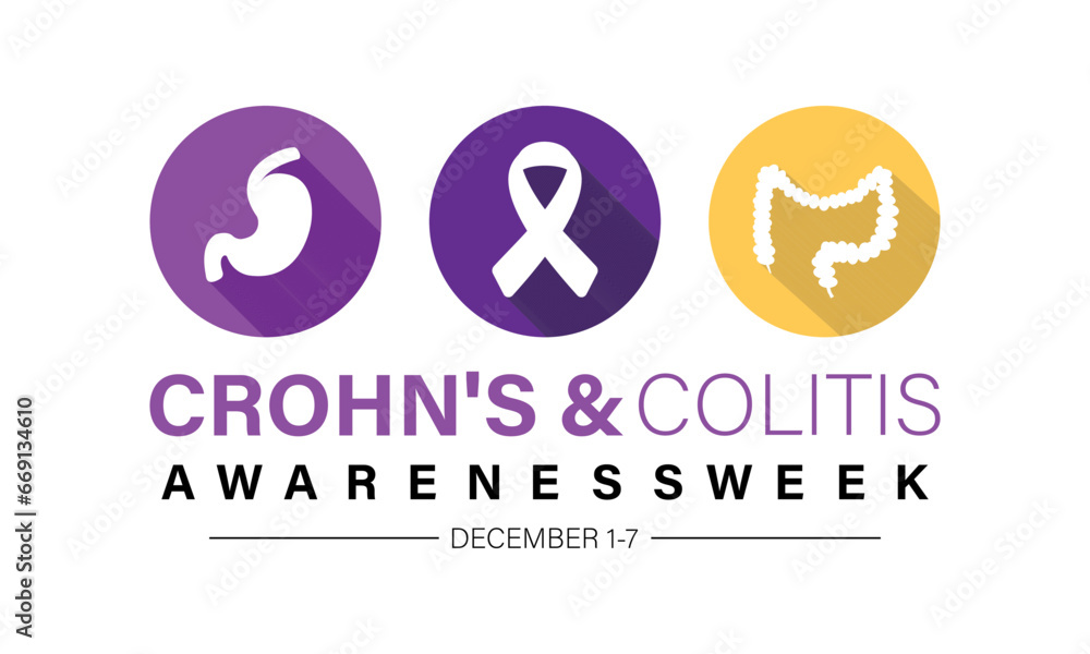 Crohn's and Colitis Awareness Week is observed every year in December 1-7 Vector illustration design. Banner, poster, card, background design. Crohn's and Colitis Awareness Week is observed every year in December 1-7 Vector illustration design. Banner, poster, card, background design.