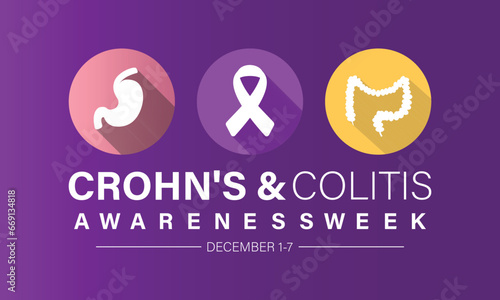 Crohn's and Colitis Awareness Week is observed every year in December 1-7 Vector illustration design. Banner, poster, card, background design.