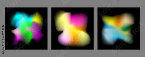 A set of colorful bright backgrounds with gradient blur. Colored glow on a black background. Template for posters, wallpapers, posters, banners and creative design