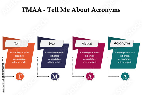 TMAA - Tell me about acronyms. Infographic template with icons