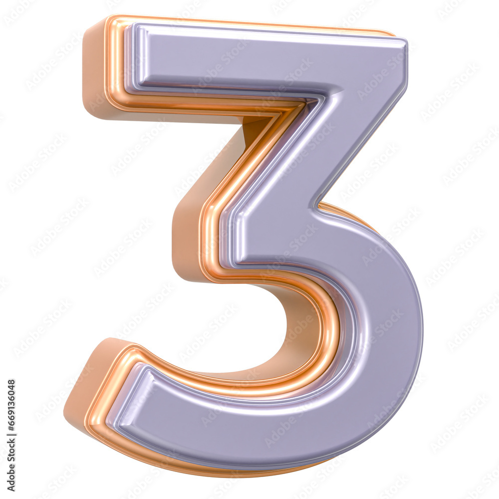 3 Number 3D Rendering 3 Number 3D Rendering