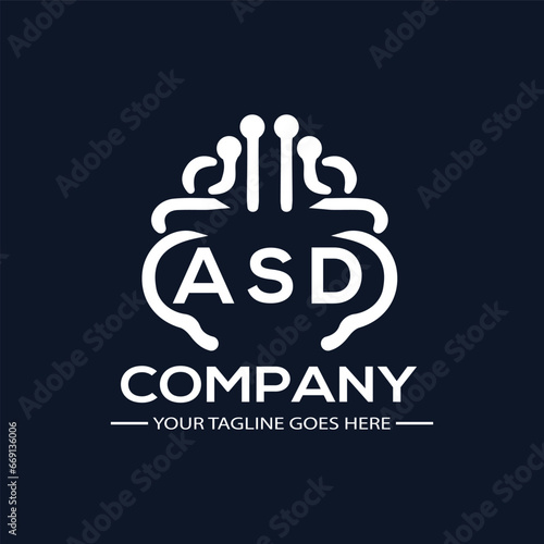 ASD logo design initial creative letter logo. ASD unique letter logo design. ASD vector logo simple. elegant and luxurious. technology logo shape.