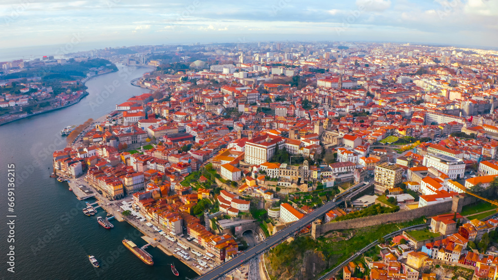 Porto, Portugal. Panoramic cityscape image of Porto. panoramic view of the city of Porto in Portugal. 
