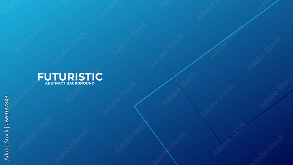 Naklejka premium Modern Blue Futuristic Abstract geometric background. Futuristic hi-technology concept. Horizontal banner template. Suit for cover, banner, brochure, corporate, poster, presentation, website