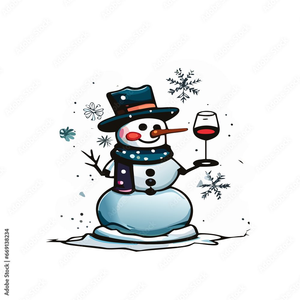 Snowman toasting the holidays