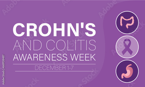 Crohn's and Colitis Awareness Week is observed every year in December 1-7 Vector illustration design. Banner, poster, card, background design.