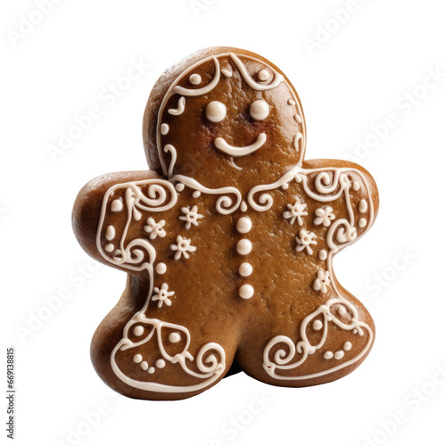 Gingerbread man isolated on transparent background