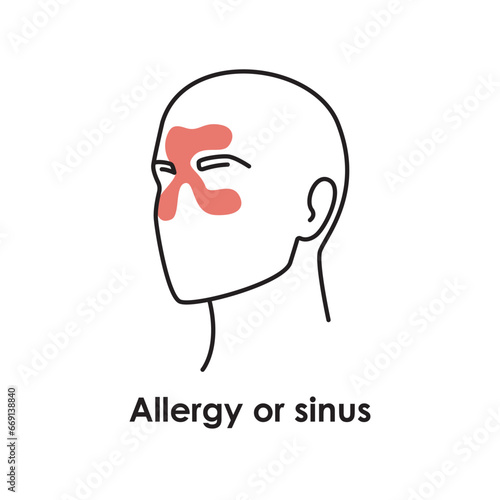 Allergy or sinus color icon. Vector isolated illustration