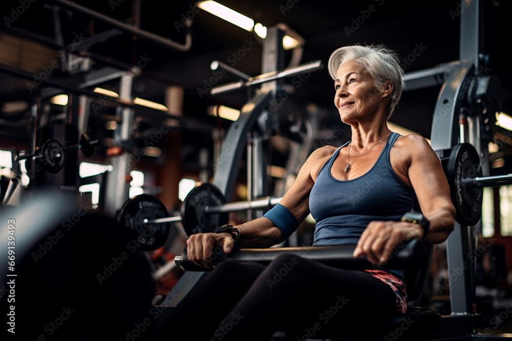 senior woman training in a gym senior woman training in a gym