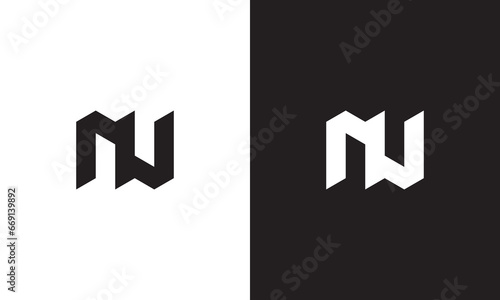 NU logo ambigram, monogram unique logo, black and white logo, premium elegant logo, letter NU Vector 