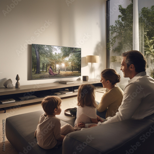 Happy Family watching TV.