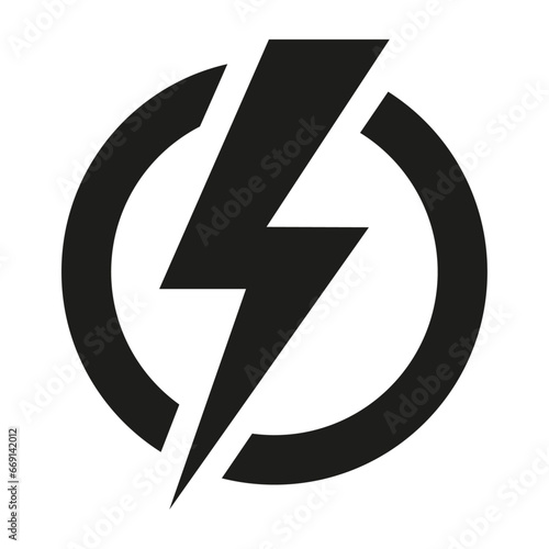 Lightning or danger icon, vector, transparent background png