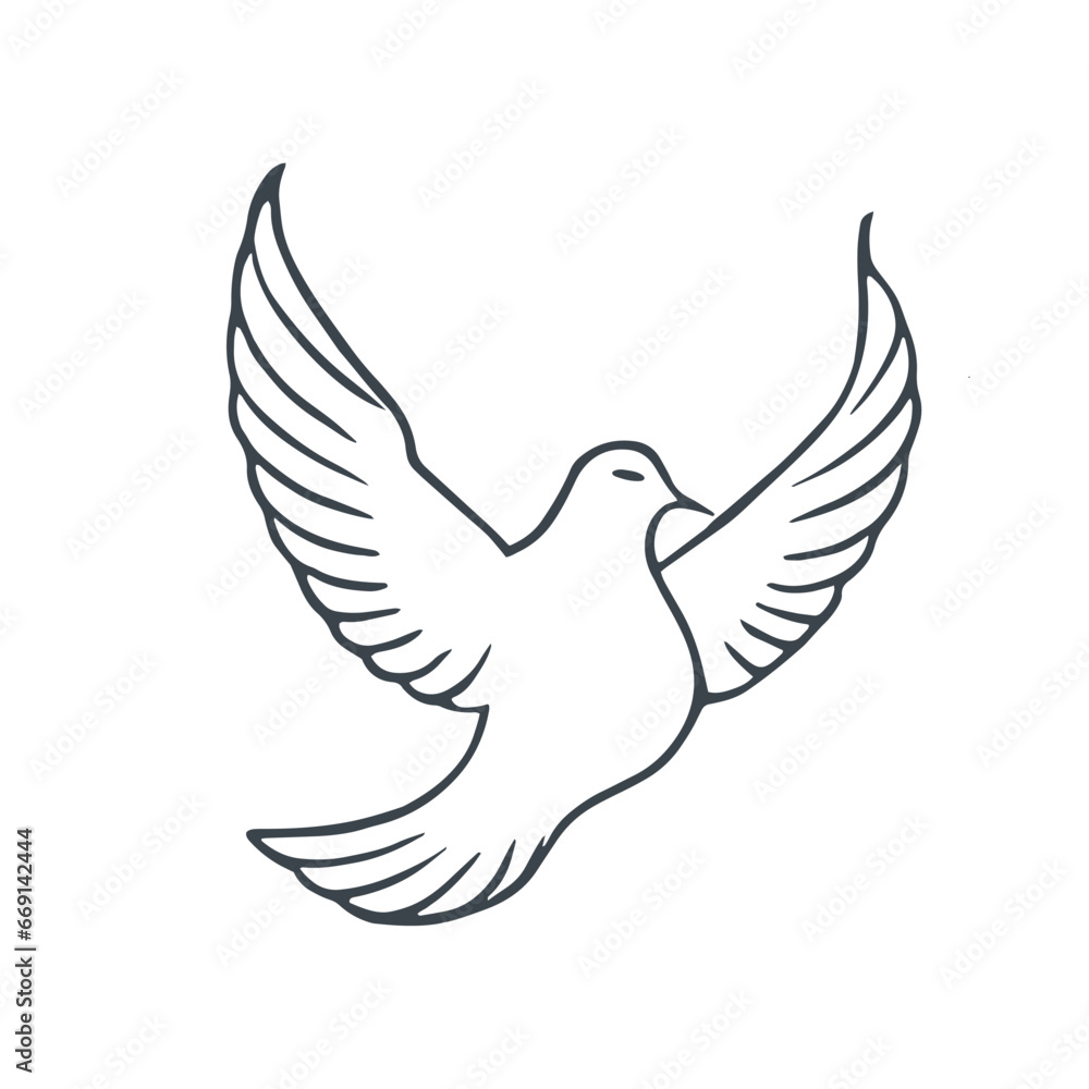 The dove and pigeon symbolize art design. The universal peace, innocence, and purity symbols